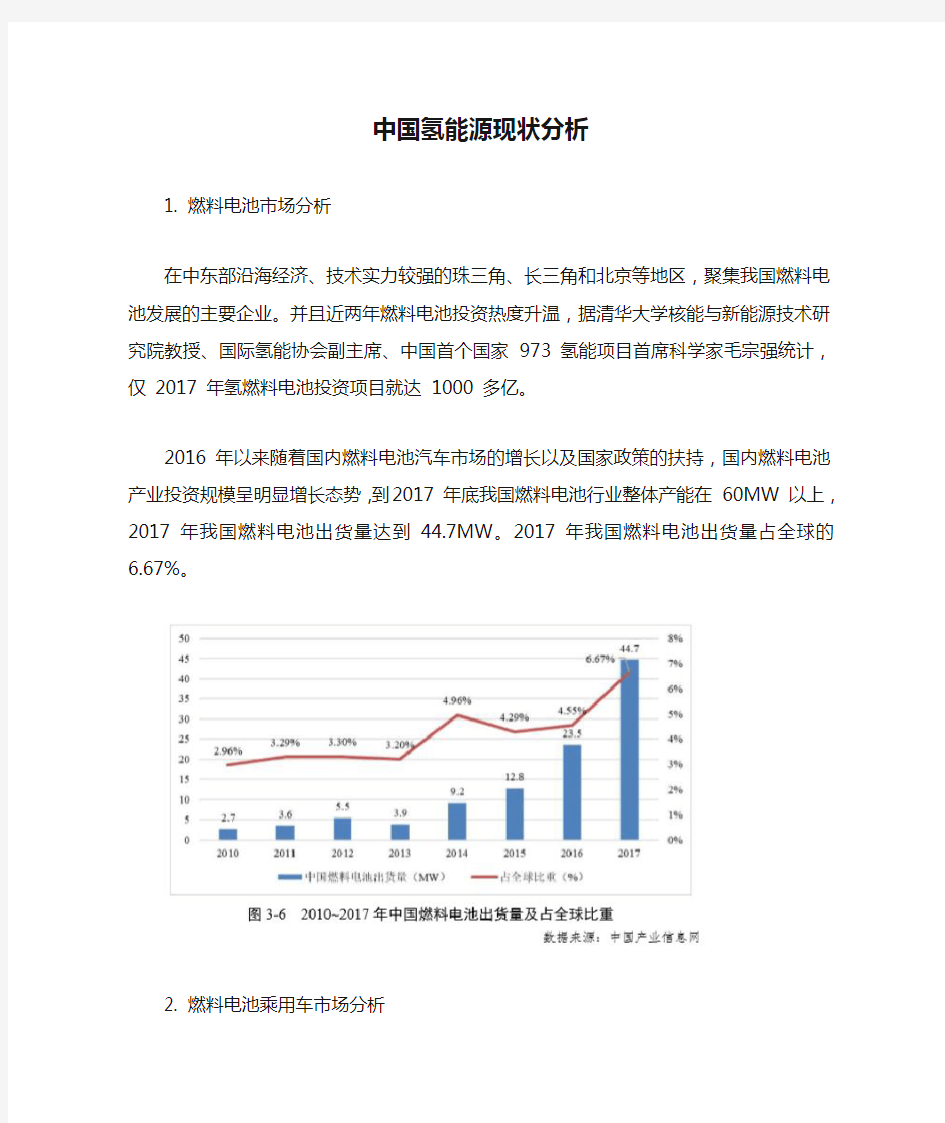 中国氢能源现状分析