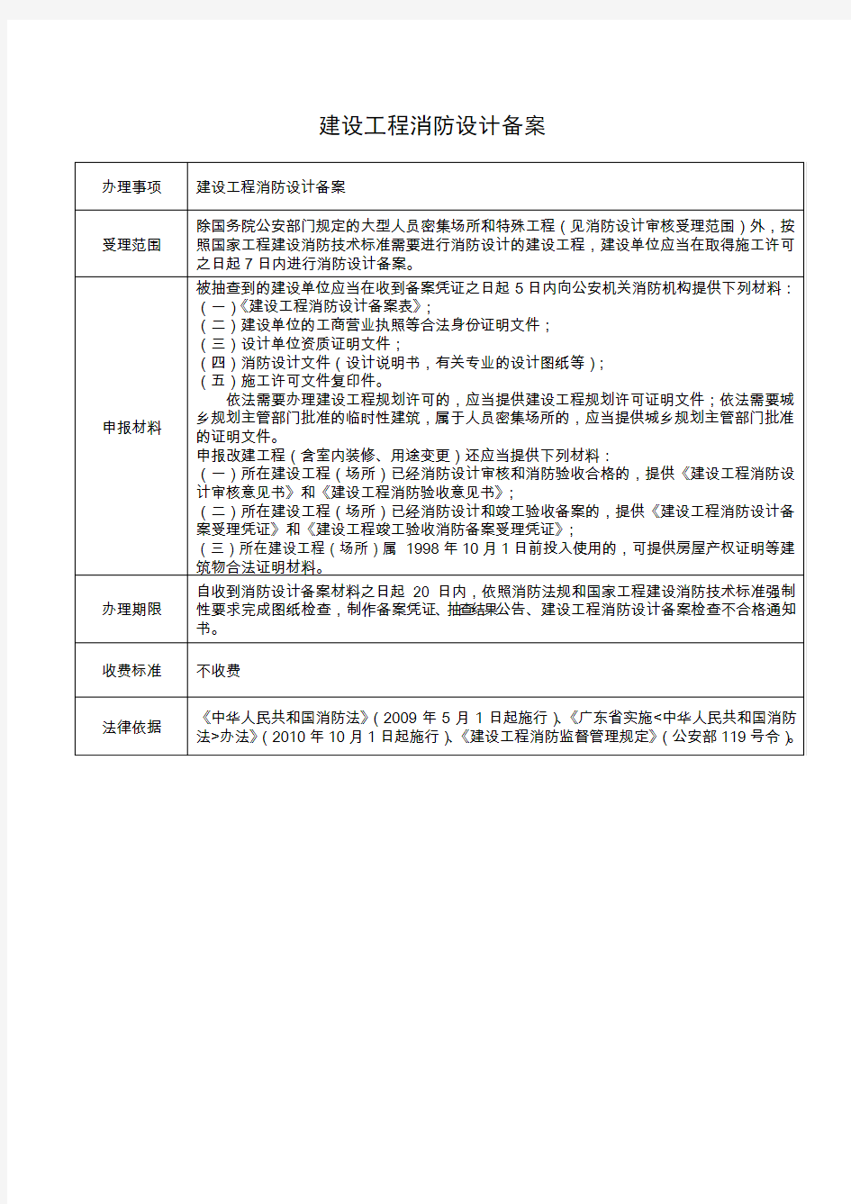 建设工程消防设计备案