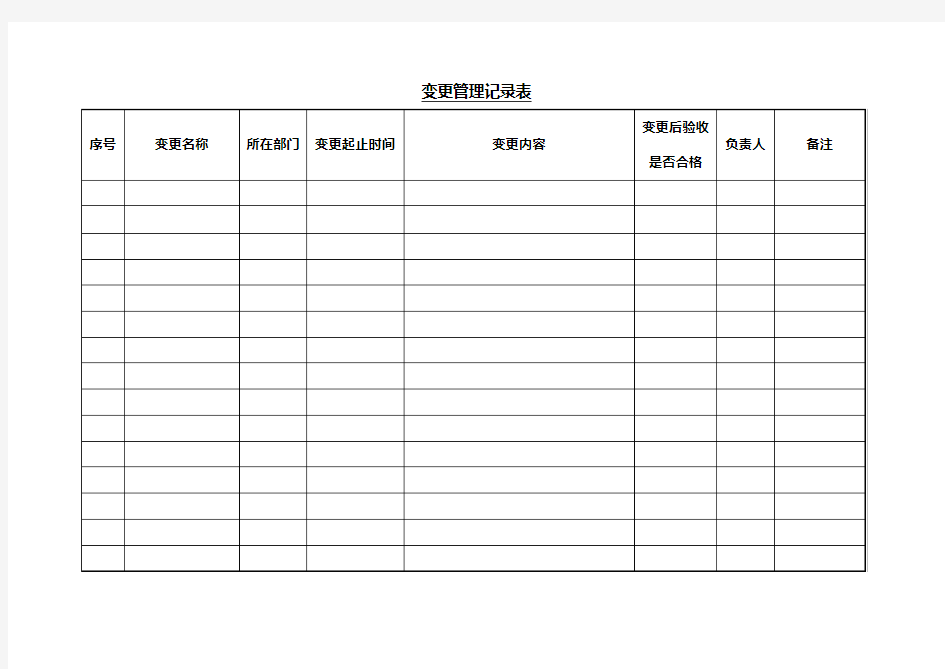 变更管理记录表表格