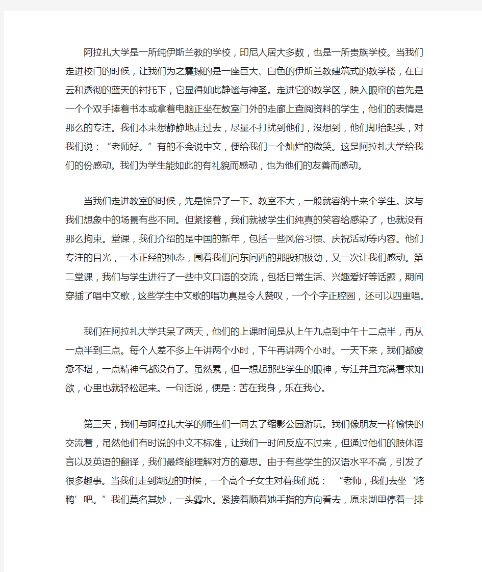 对外汉语教育实习报告总结