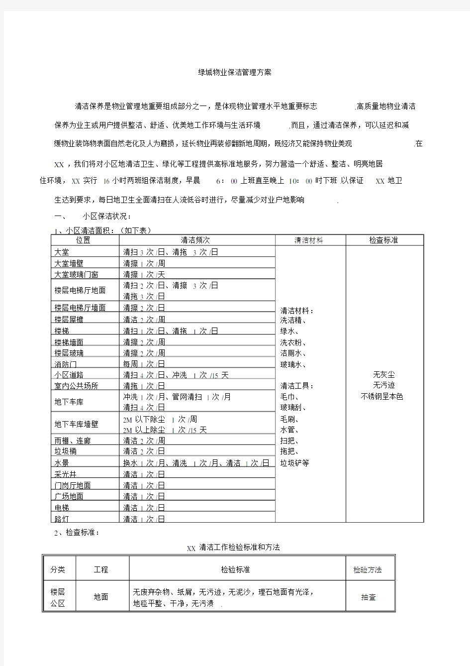 (完整版)绿城物业保洁管理方案