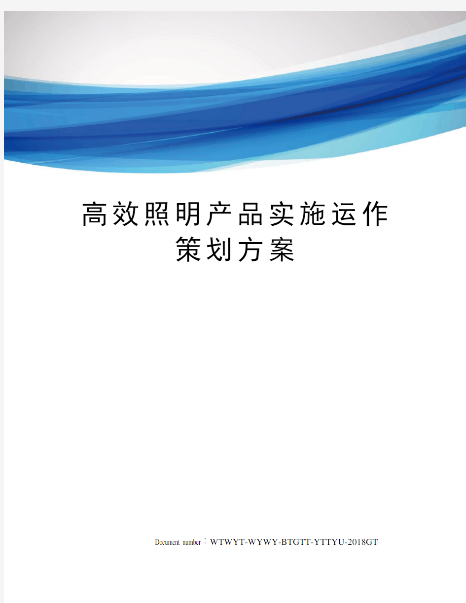 高效照明产品实施运作策划方案