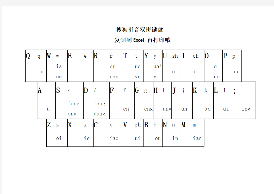 搜狗双拼输入法键盘字母表格可打印