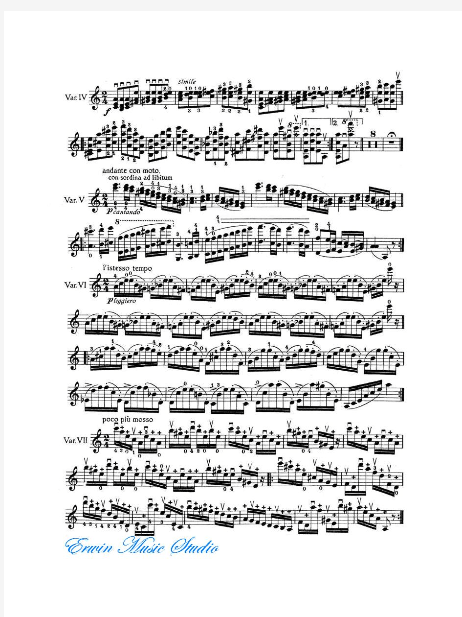 帕格尼尼《第24首随想曲》小提琴曲谱