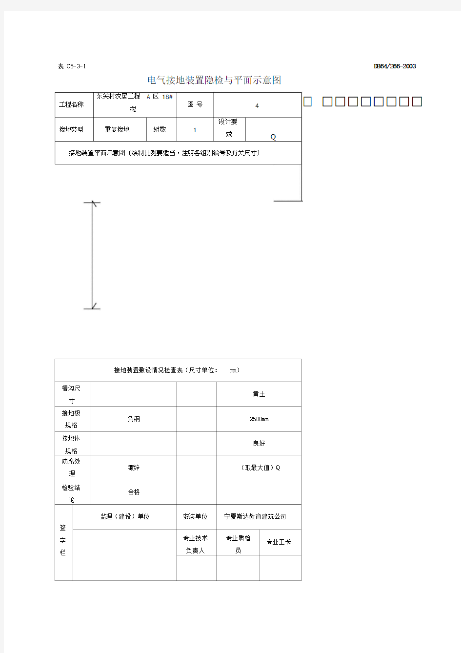 电气接地装置隐检与平面示意图