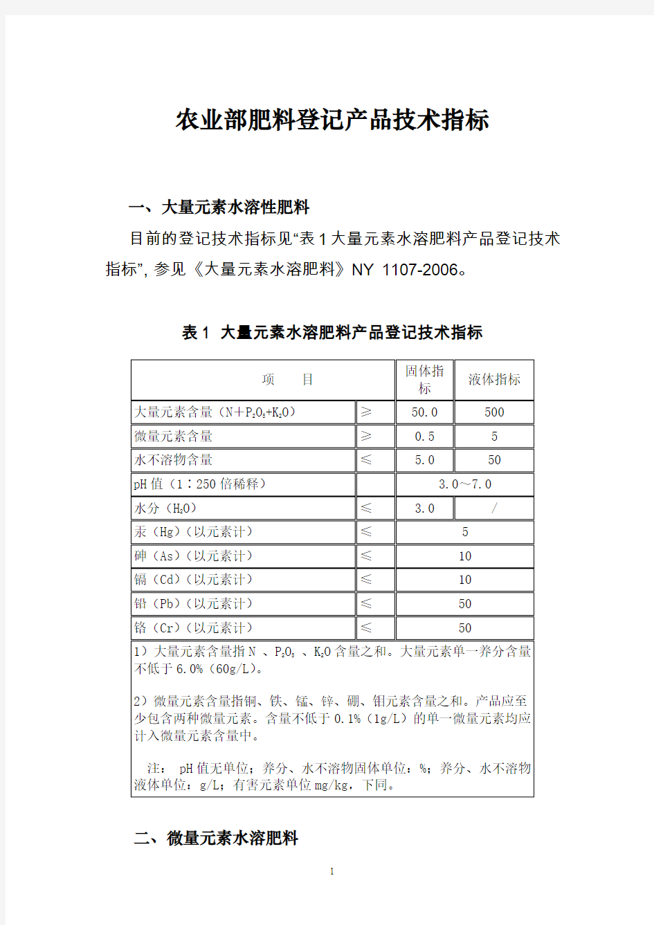 农业部肥料登记产品技术指标.