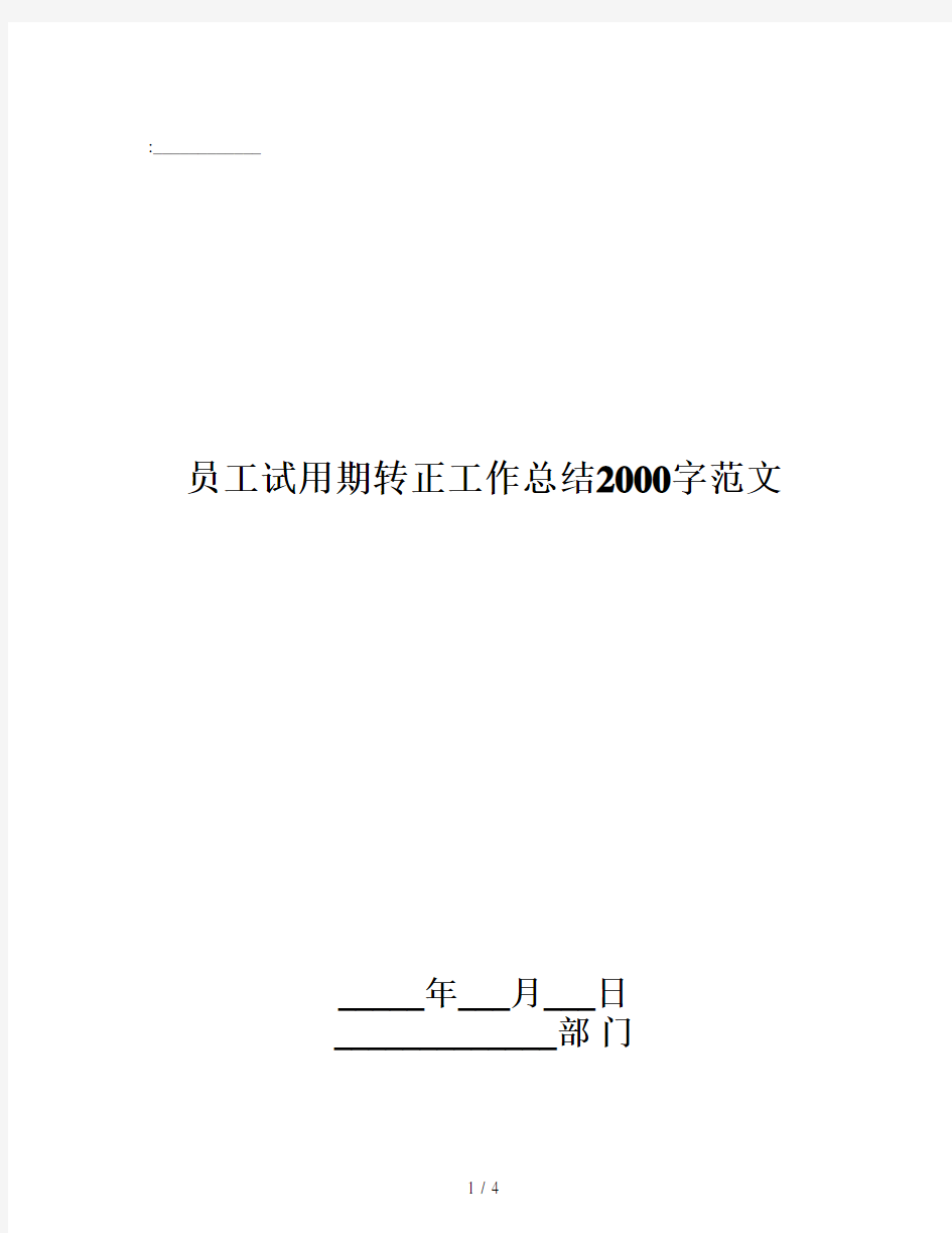 员工试用期转正工作总结2000字范文