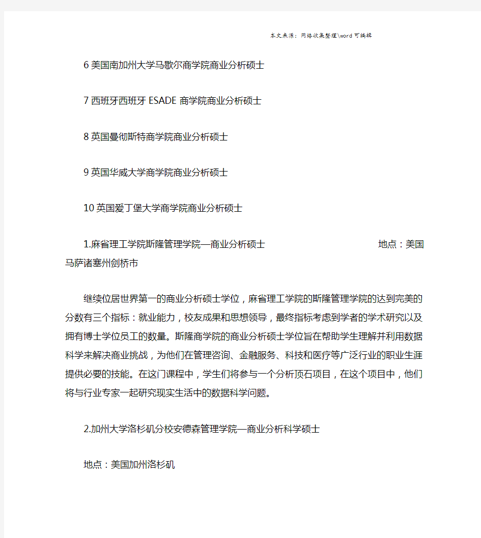 2020QS全球商学院商业分析硕士排名.doc