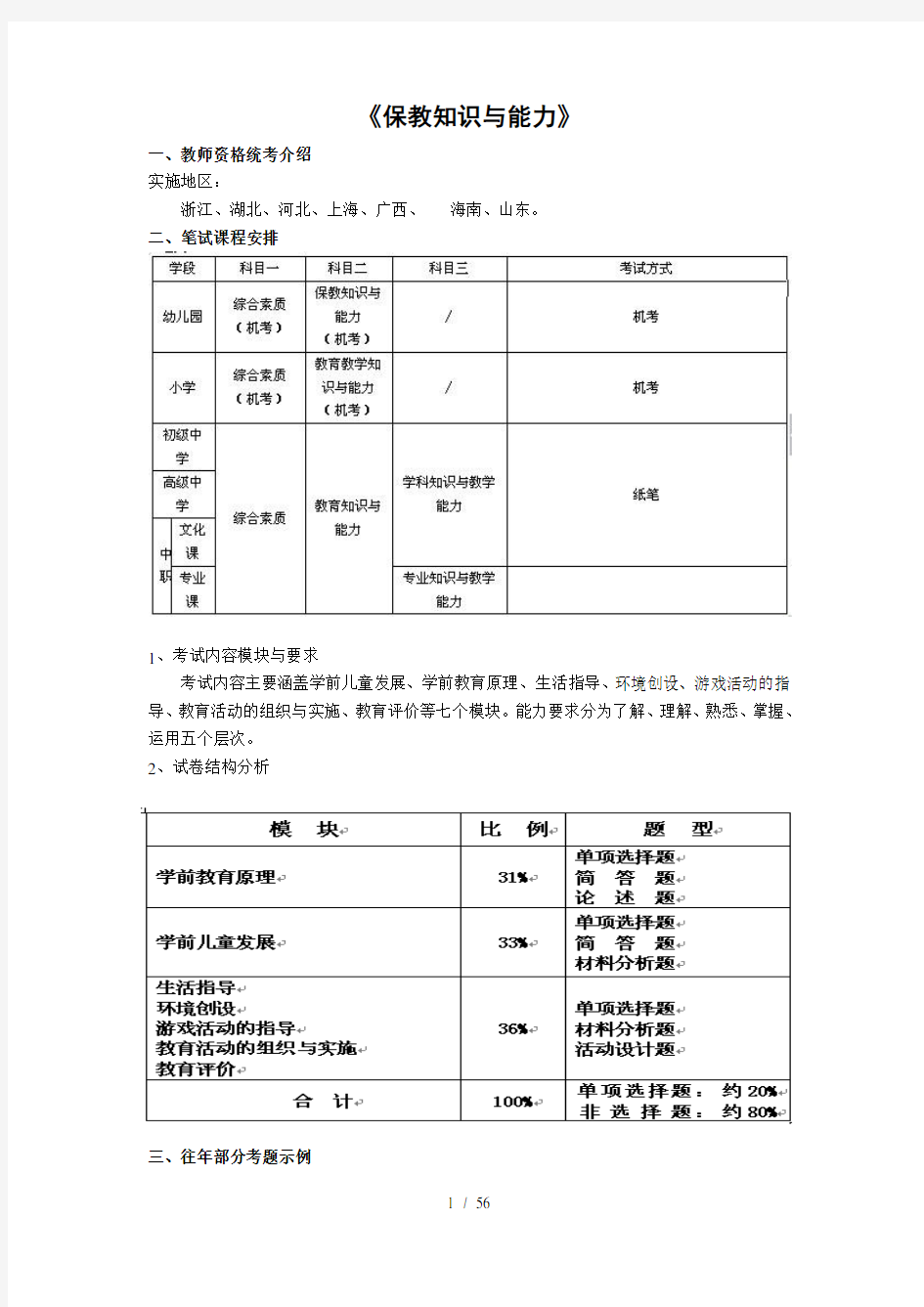 保教知识与能力基础讲解