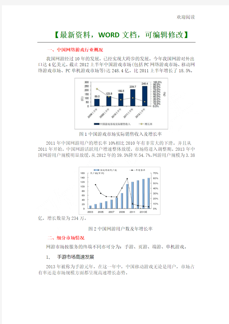 中国网络游戏行业市场分析调研报告