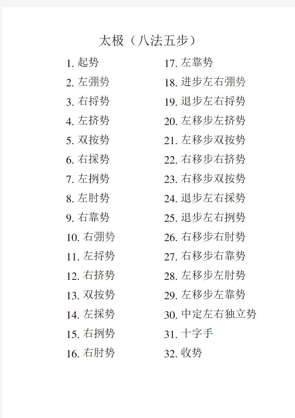 太极(八法五步)口诀