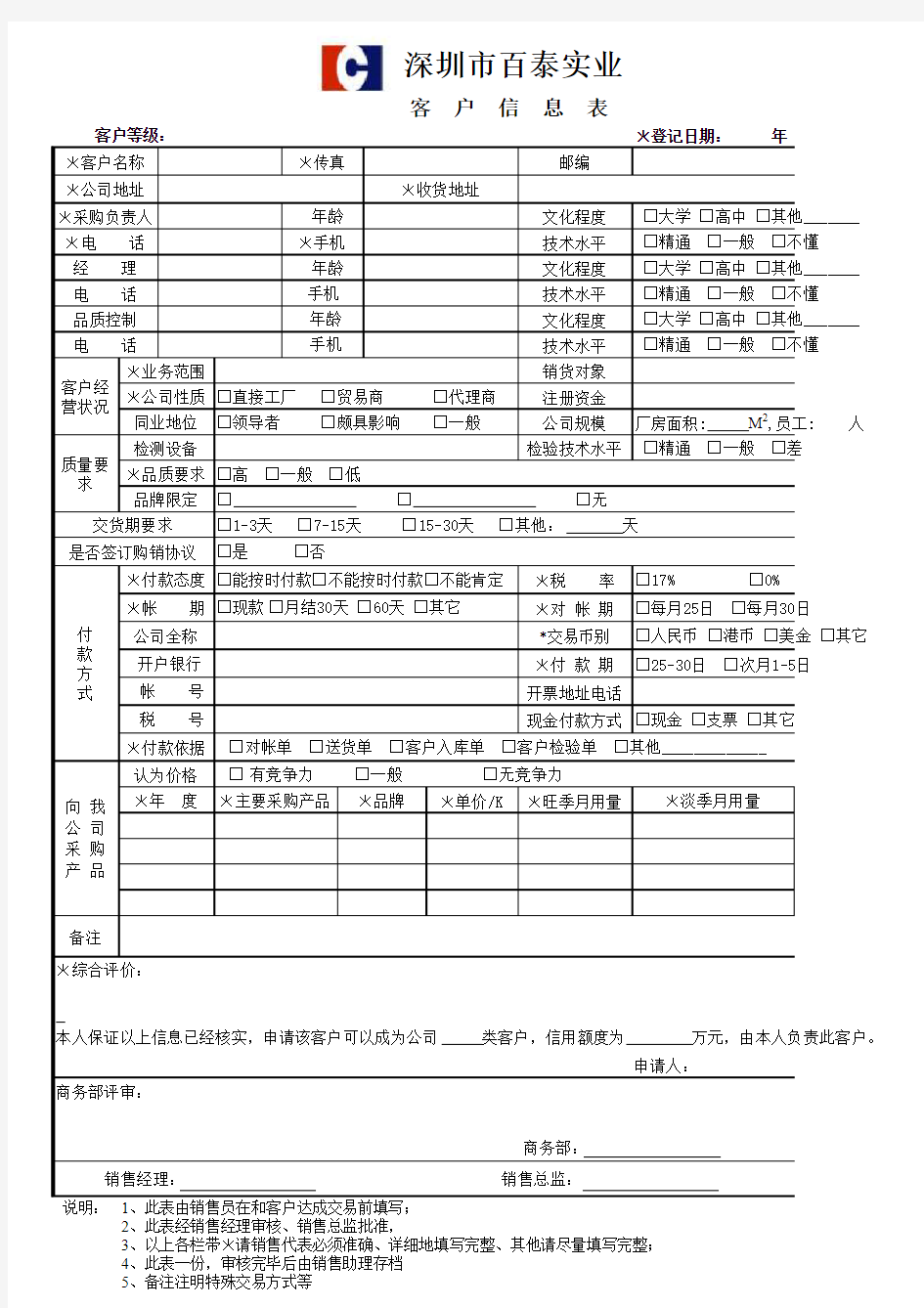 客户信息表