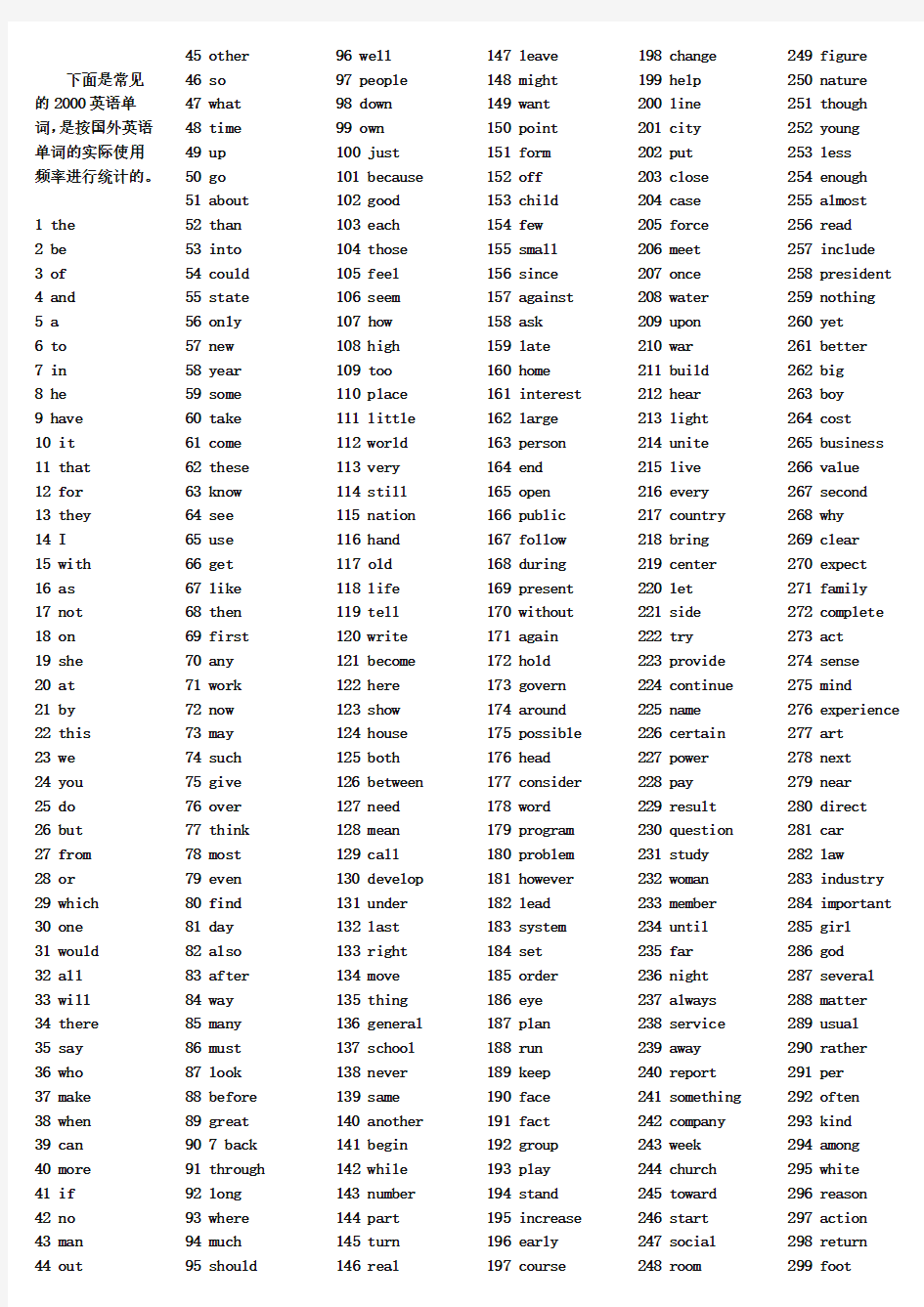 常见的2000个英语单词