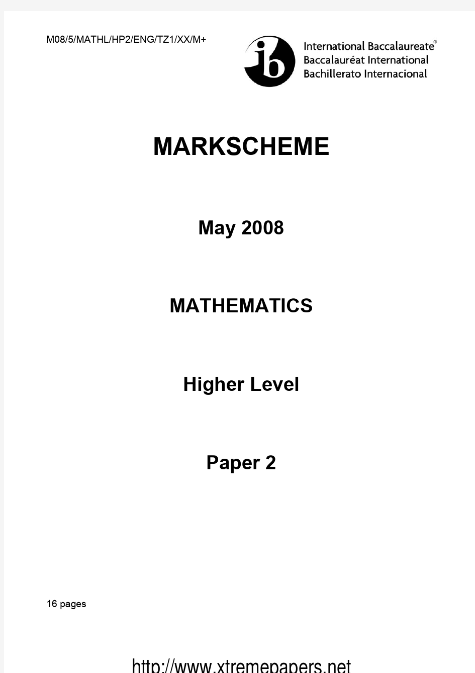 Mathematics HL paper 2 TZ1ms