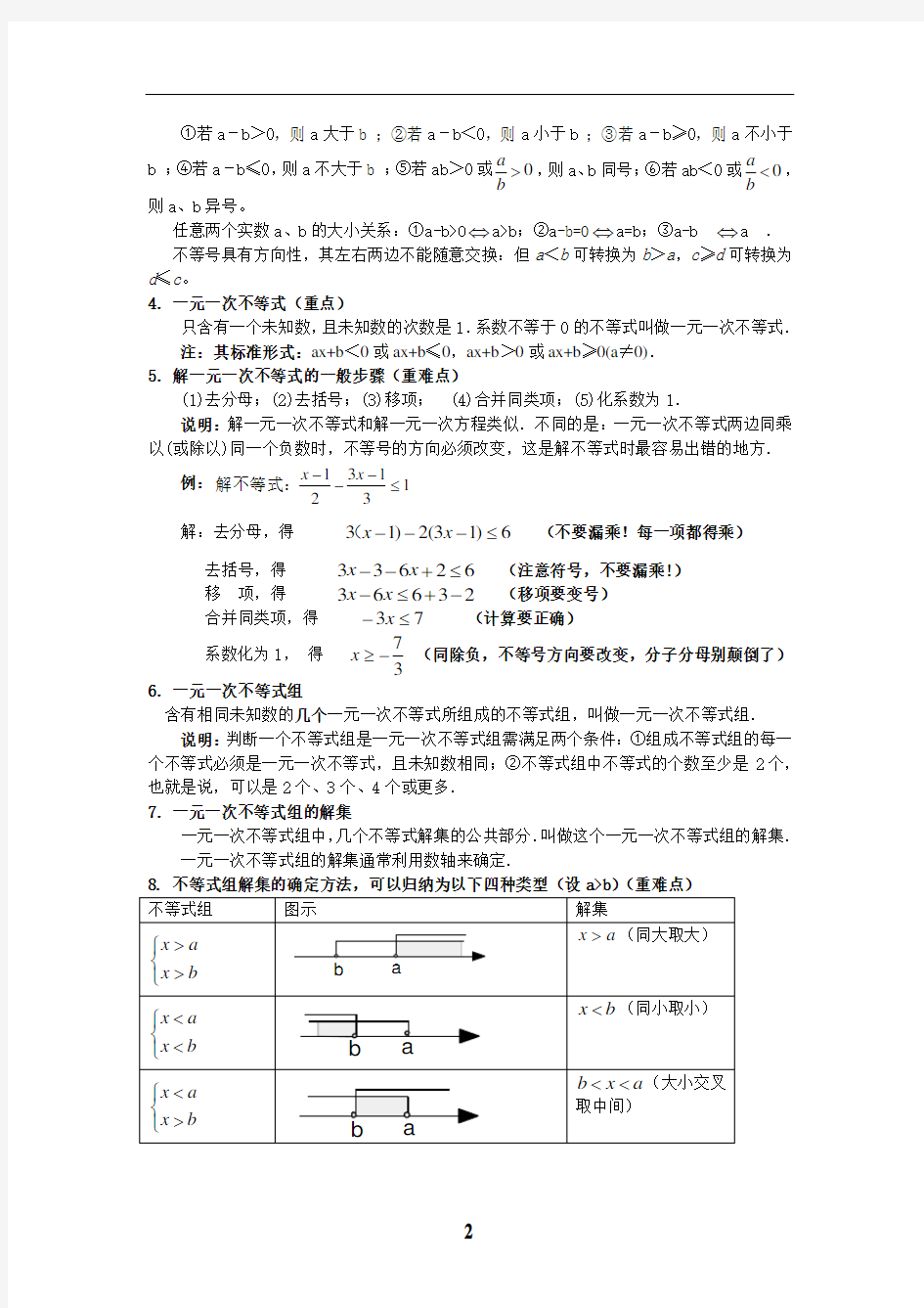 一元一次不等式复习讲义