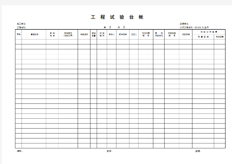 工程试验台账