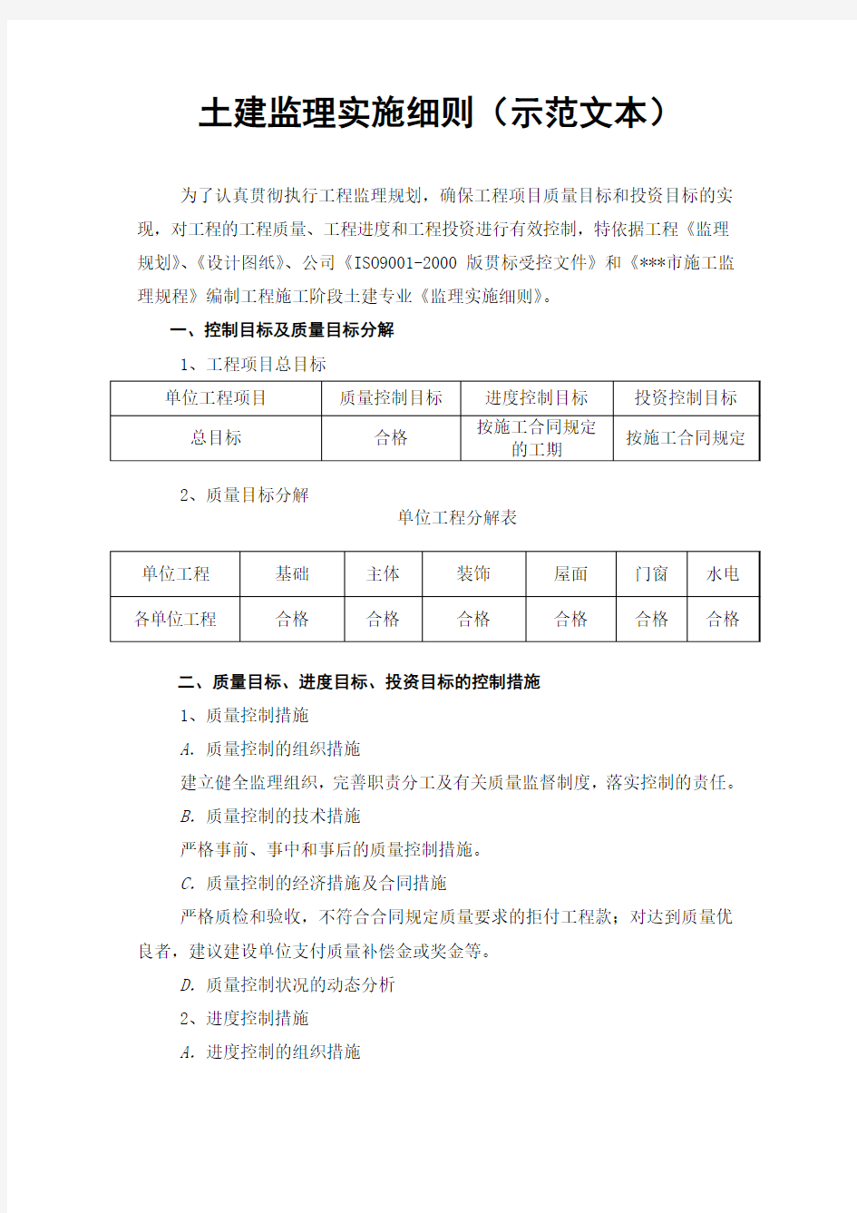 土建监理实施细则(示范文本)