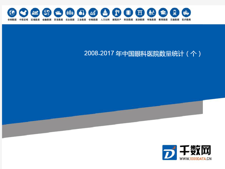 最新统计数据中国眼科医院数量统计(个)