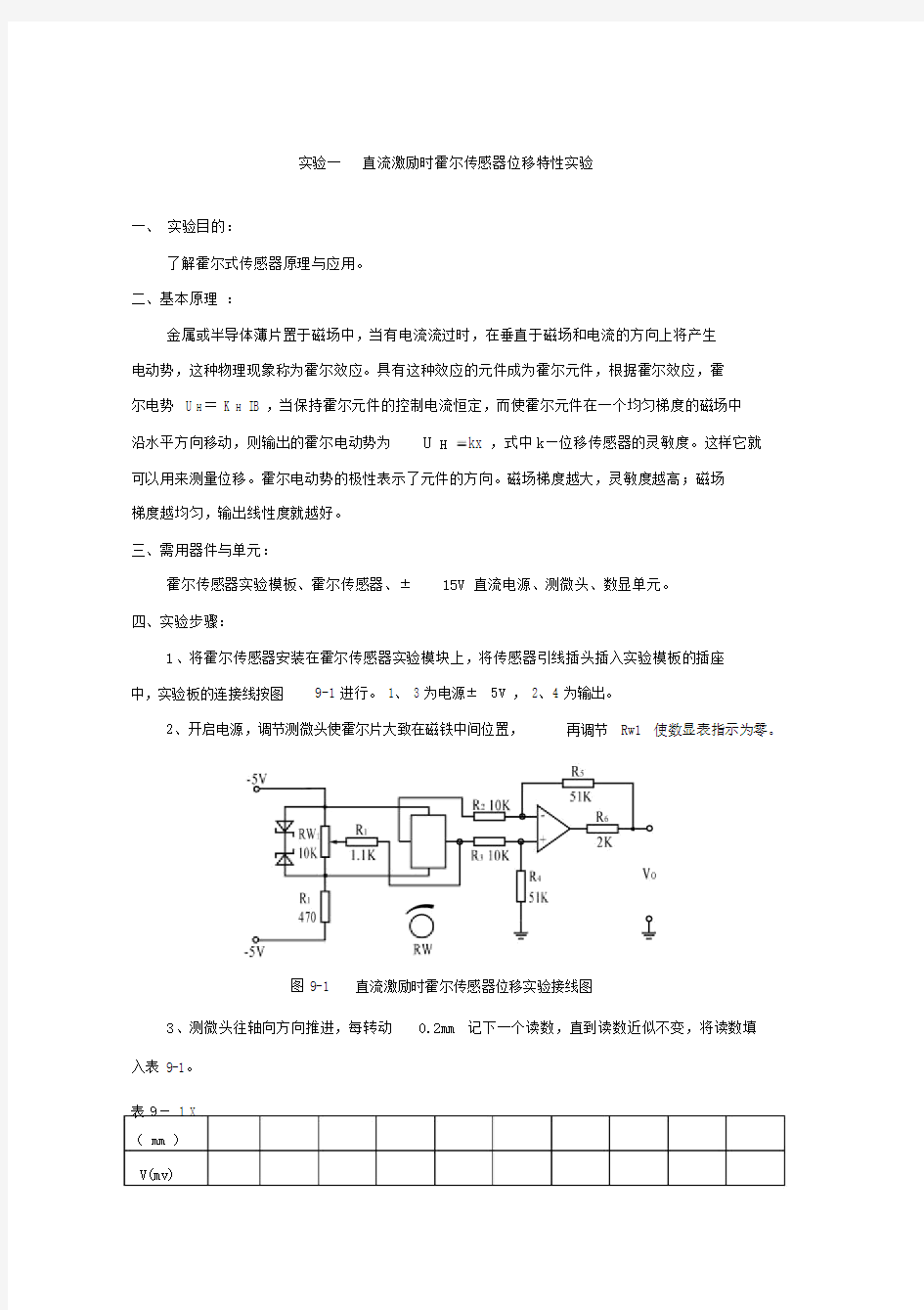 传感器测试实验报告