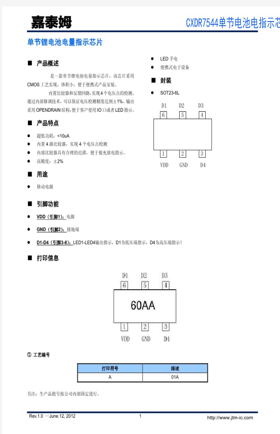 CXDR7544单节锂电池电量指示芯片4个电压点的检测LED指示比较器和反馈回路