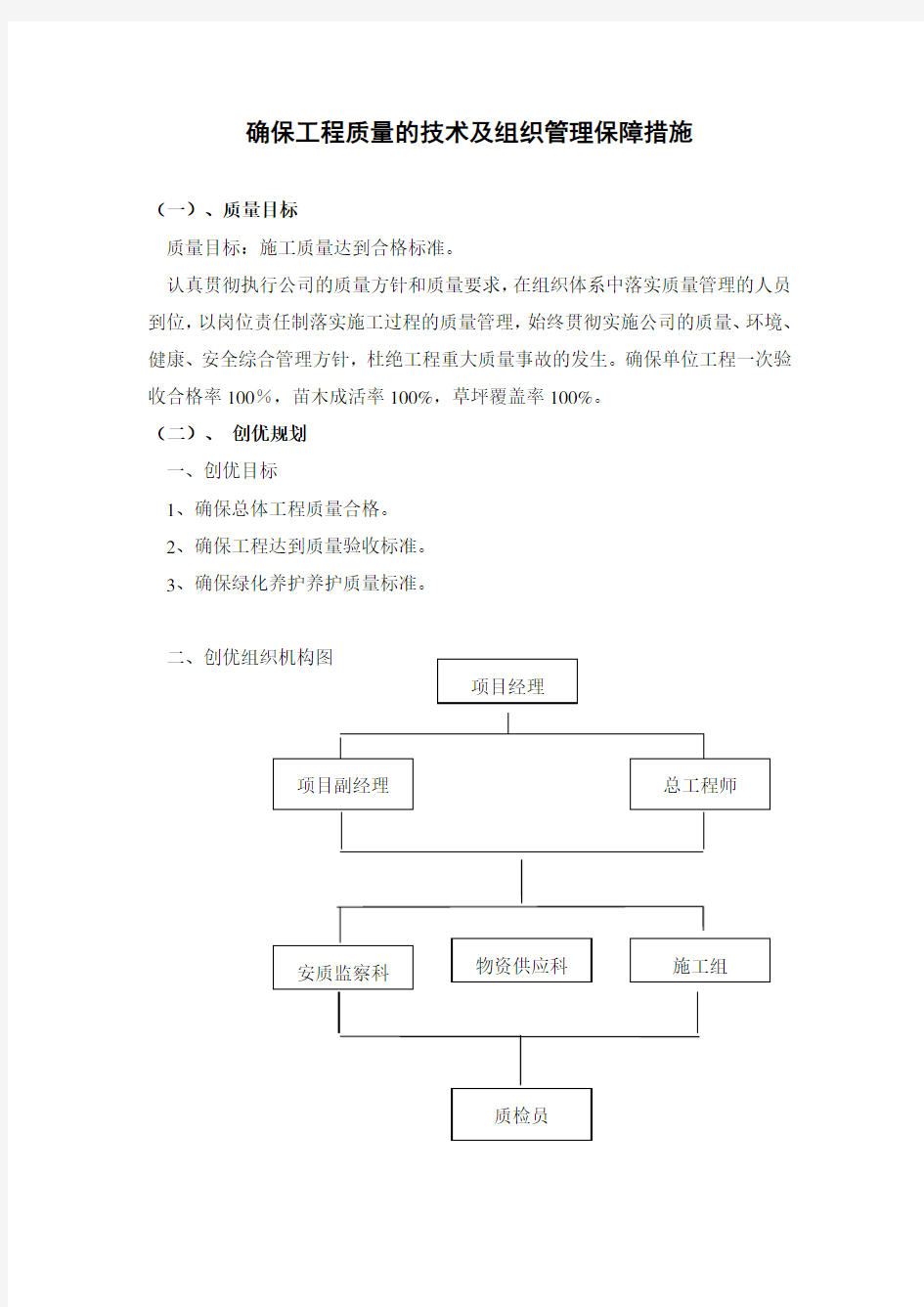 确保工程质量的技术及组织管理保障措施