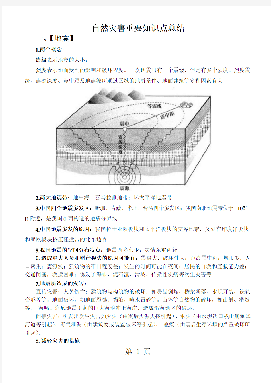 山东-新高考-自然灾害知识点总结素材