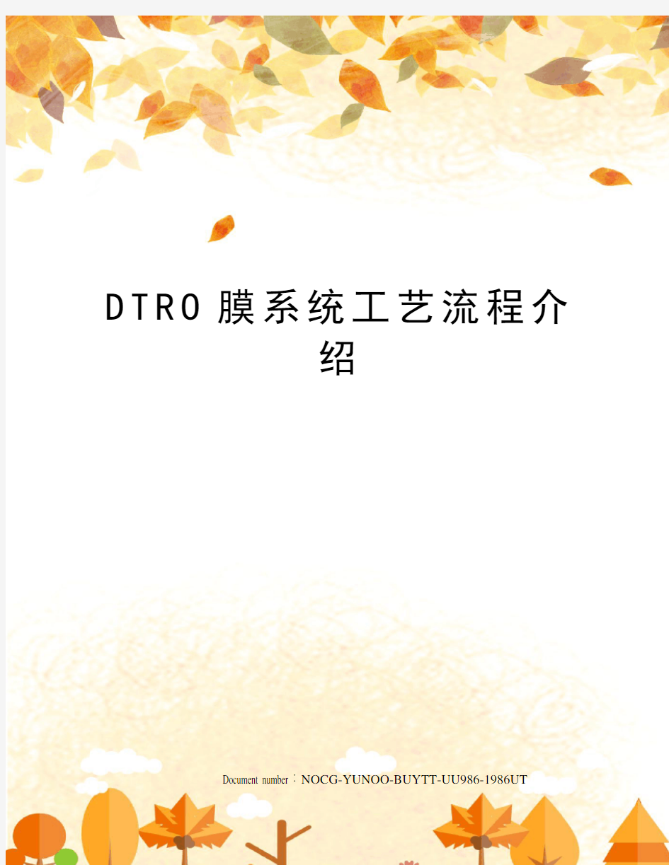 DTRO膜系统工艺流程介绍