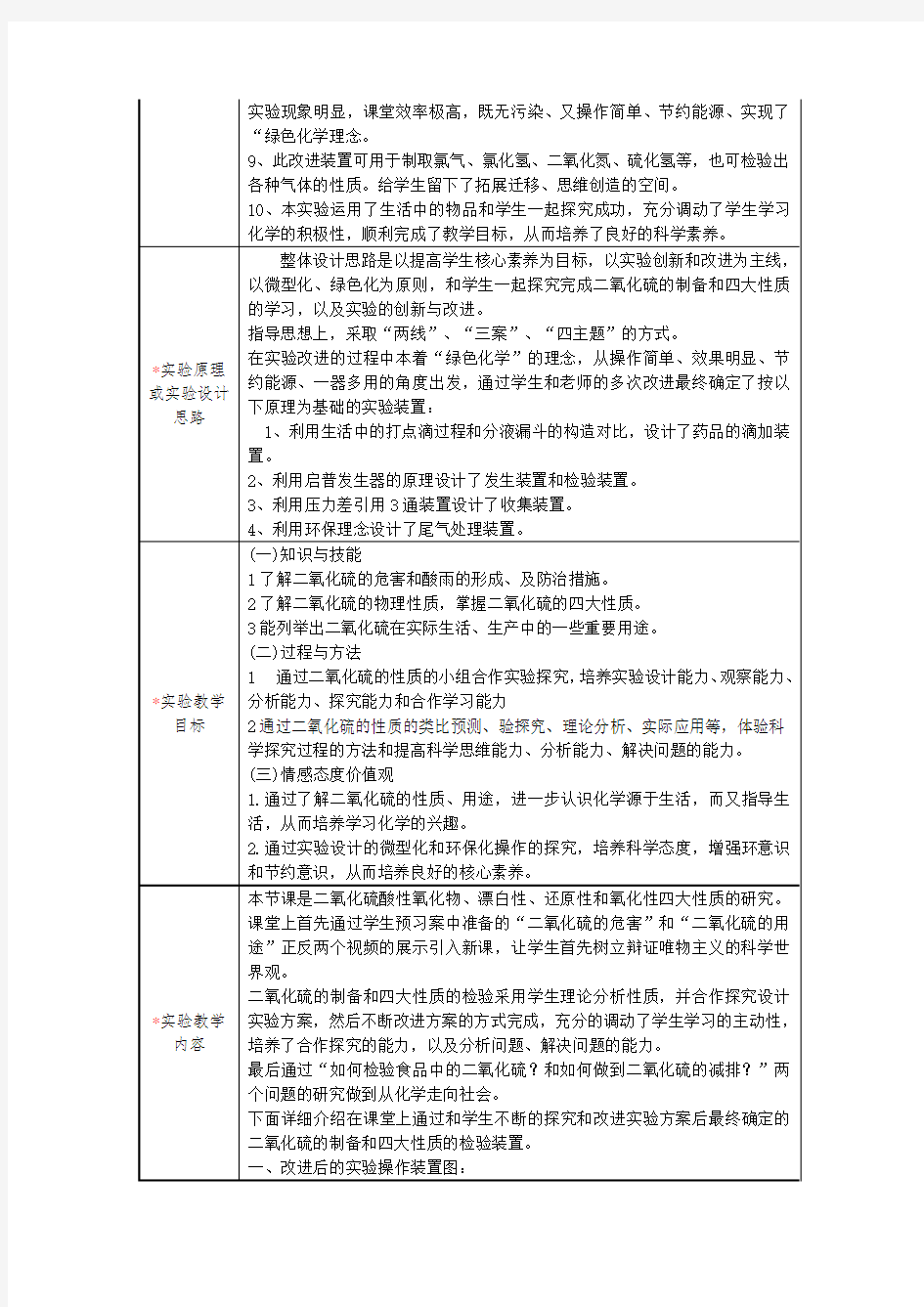 第五届全国高中化学实验创新说课大赛：二氧化硫的性质