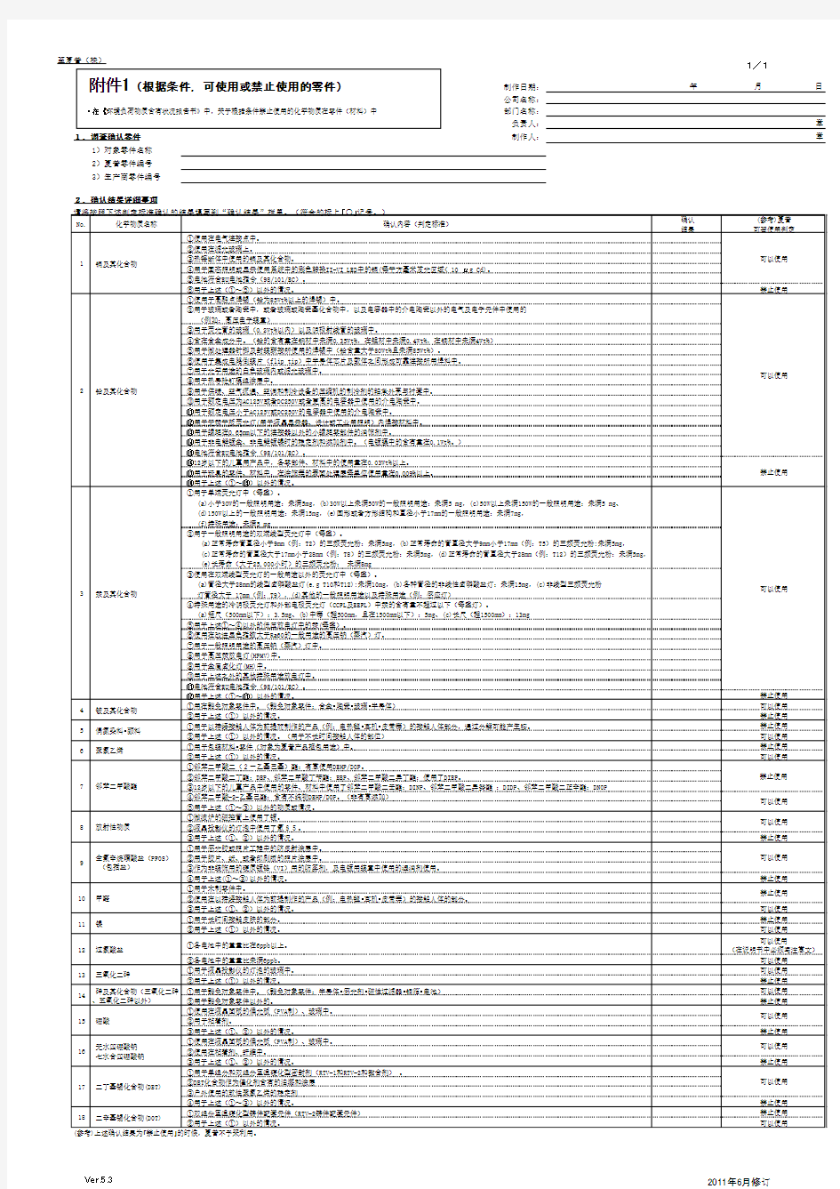 环境负荷物质含有状况报告书(Ver5.3)—中文