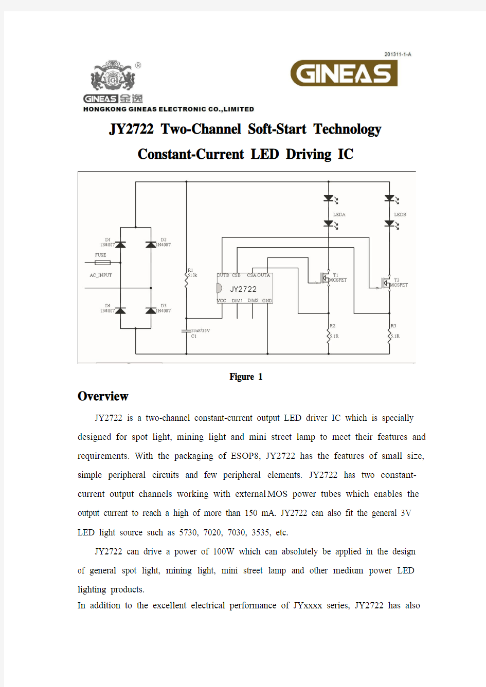 JY2722 LED 线性恒流驱动IC(英文版)