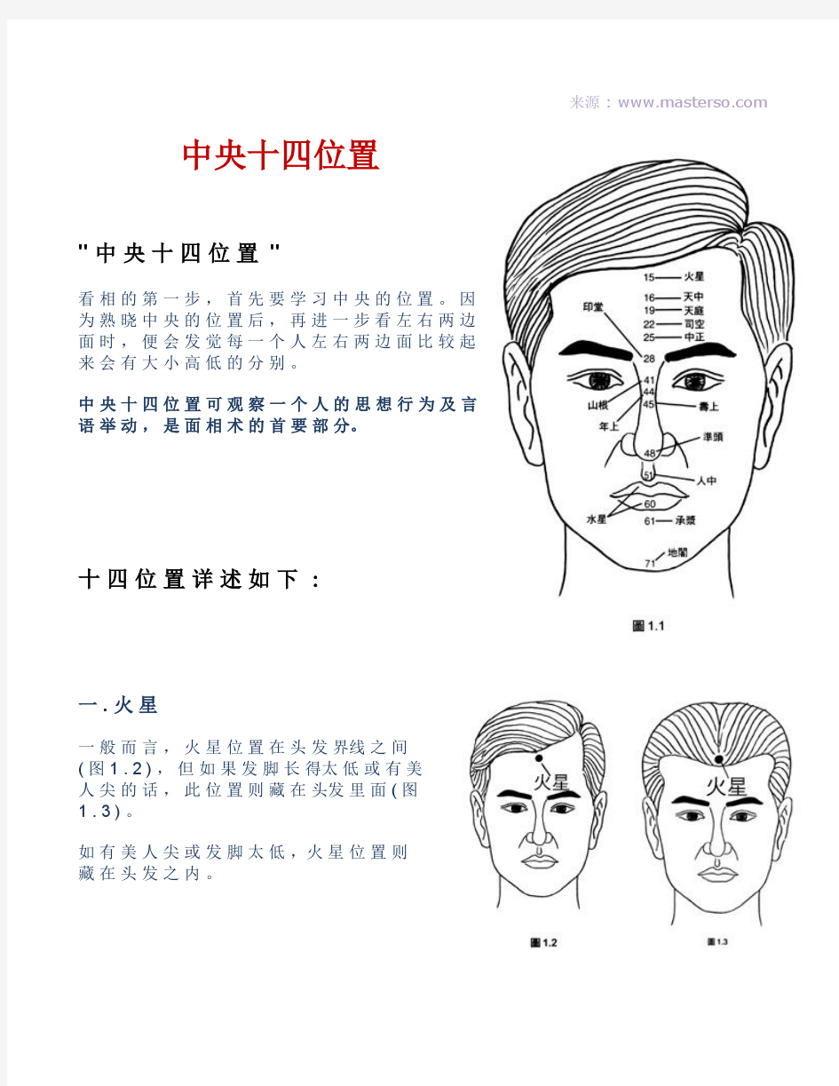 苏民峰面相中央十四位置