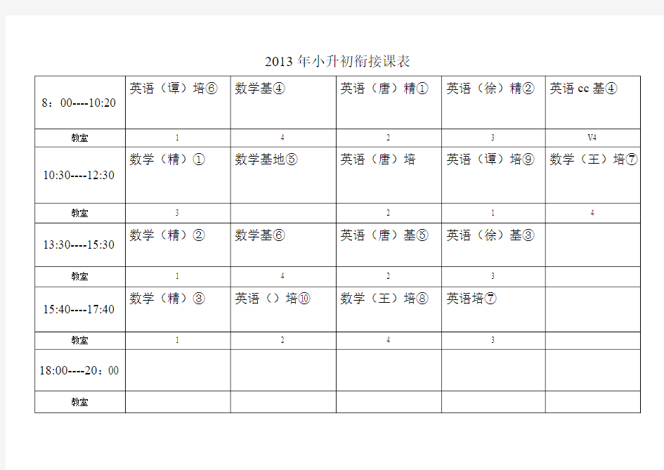 小升初衔接课程表