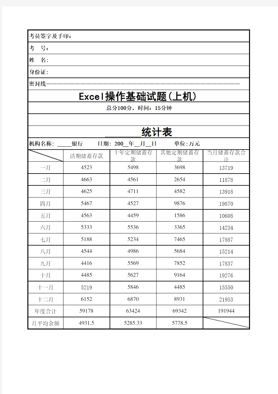 农商银行计算机考试试题(练习)