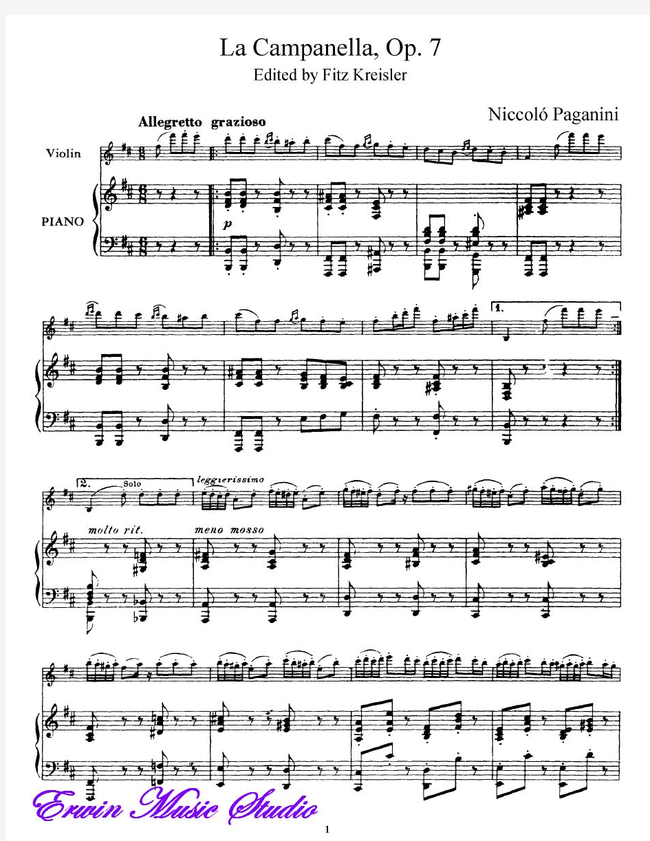 Piano  Niccolo Paganini,尼科洛·帕格尼尼《钟声》作品.17  La Campanella, Op.7