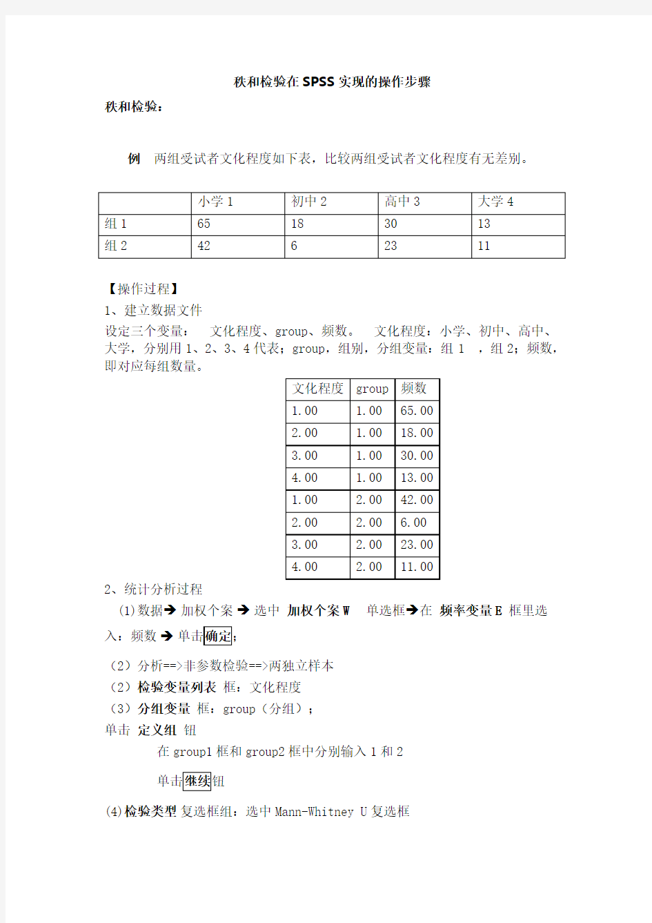 (完整版)秩和检验SPSS中文版