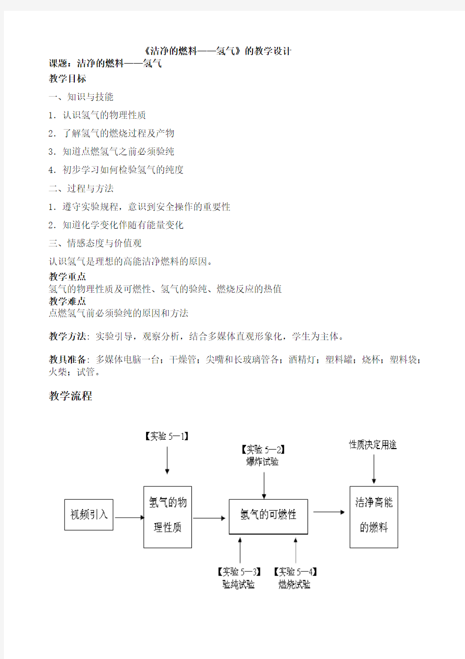 《洁净的燃料——氢气》教案shaok