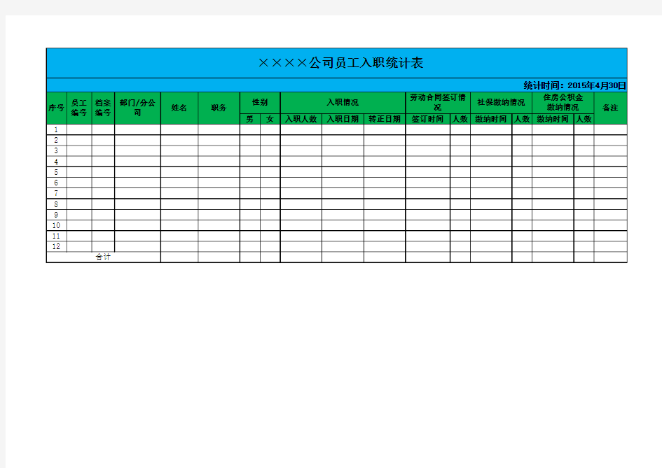 员工入离职统计表