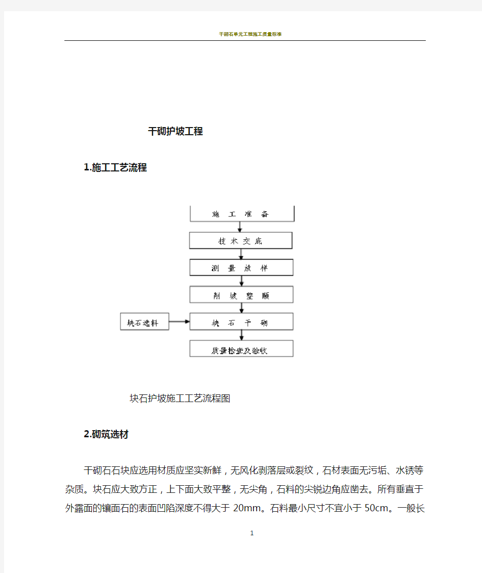 干砌石护坡施工工艺