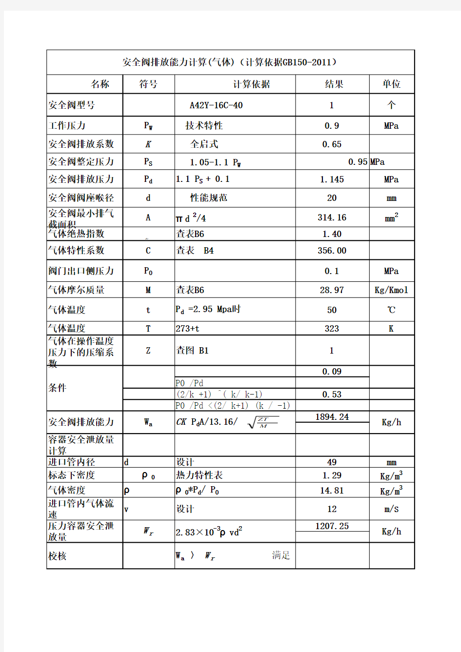 安全阀排量计算