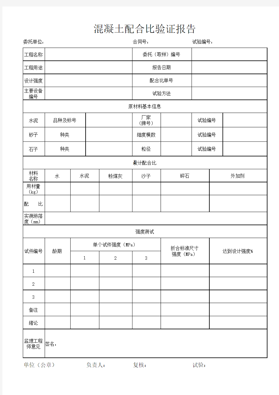 混凝土配合比验证报告