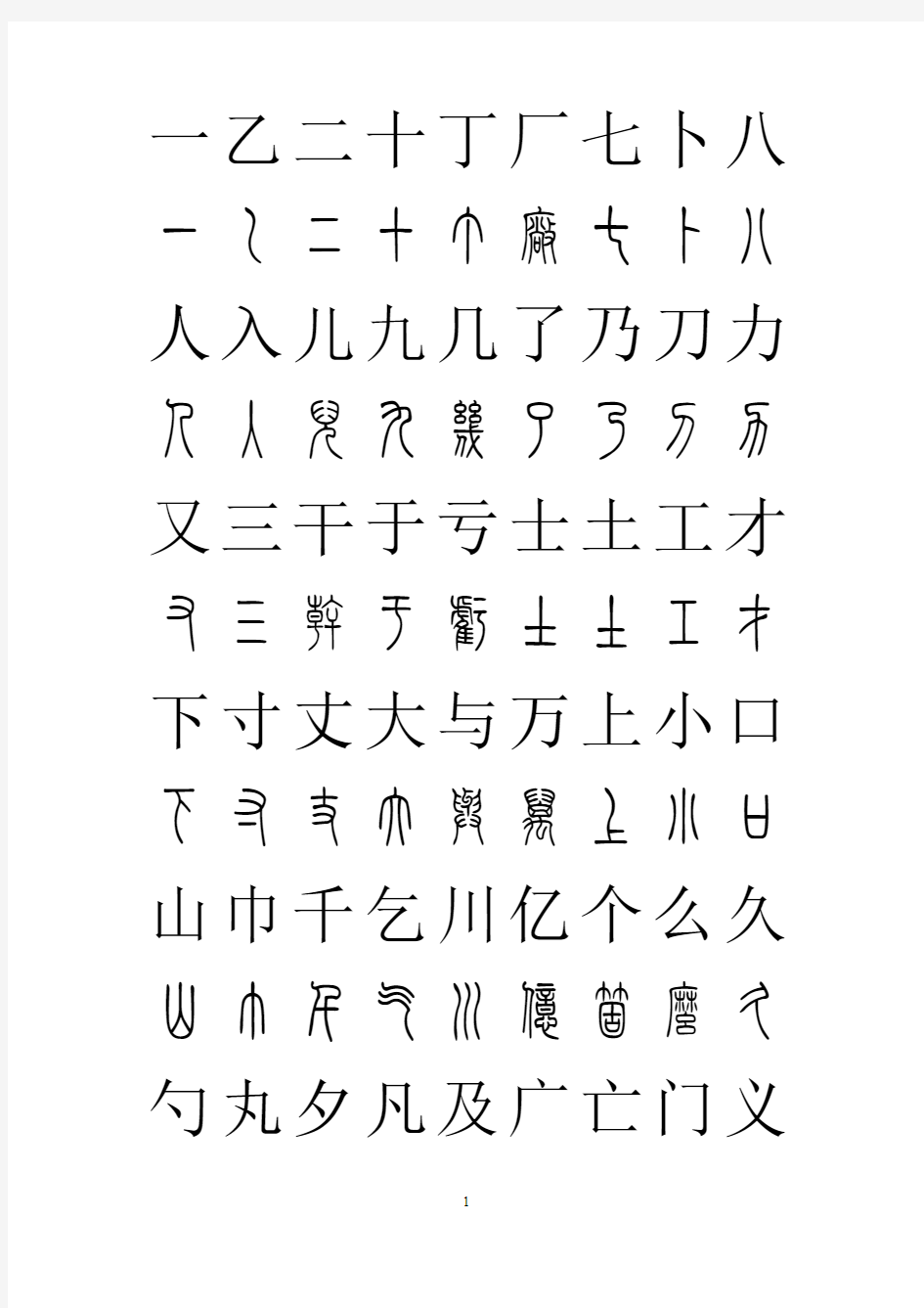 篆体对照2500字典