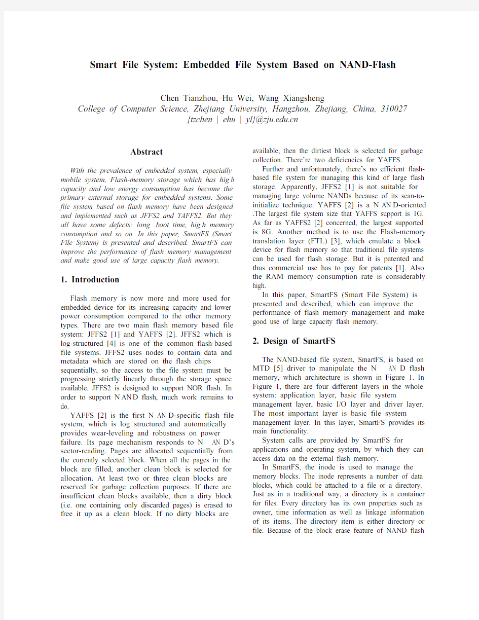Smart File System-Embedded File System Based on NAND-Flash