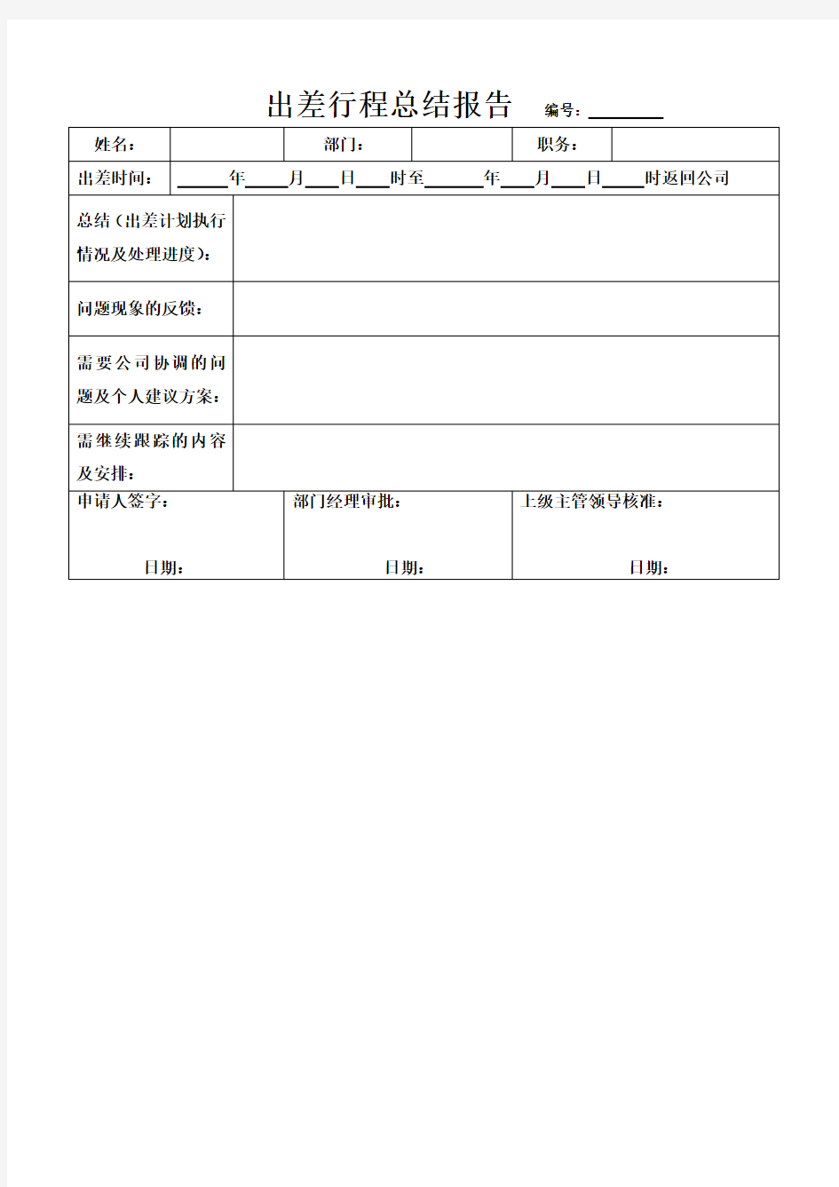 拟定：出差行程计划表