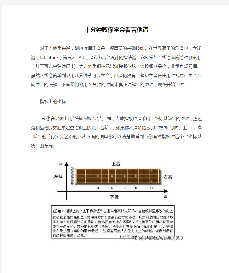 十分钟教你学会看吉他谱