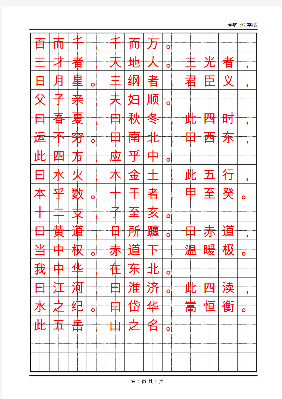 硬笔书法模板【word字帖模板】