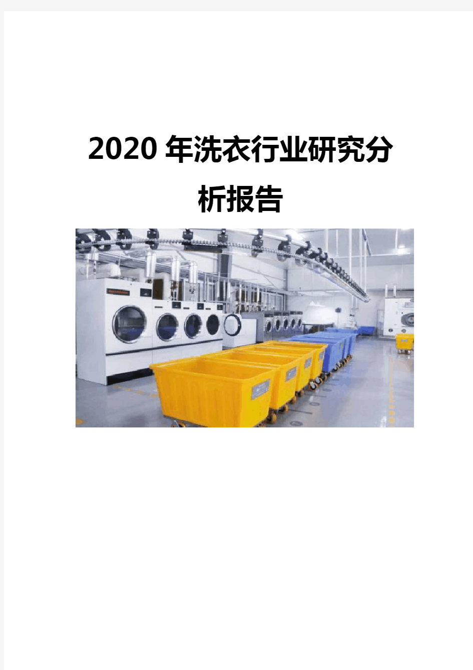 2021洗衣行业研究分析报告