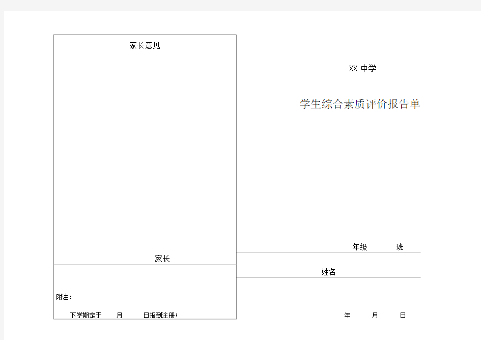 学生综合素质评价报告单