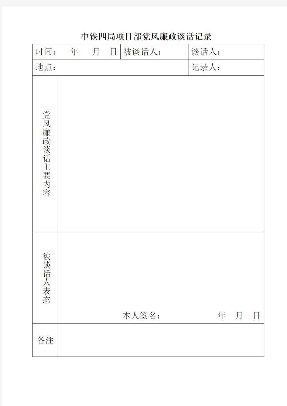 党风廉政谈话记录表