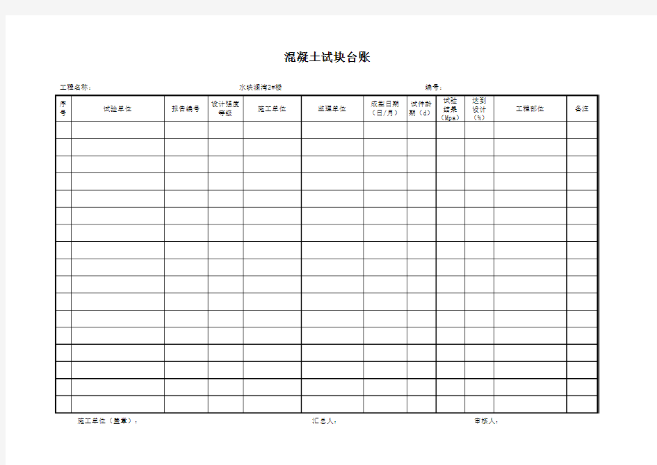 混凝土试块台帐