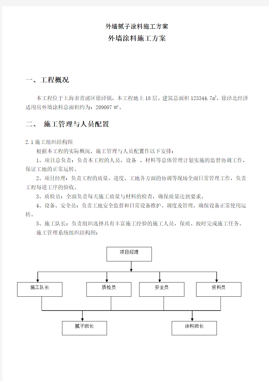 外墙腻子涂料施工方案